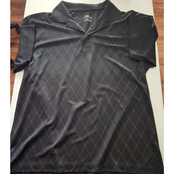 PGA Tour Polo Shirt Mens Extra Large Black Geometric Golfing Active Outdoor - Picture 1 of 6